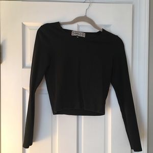 Groceries black long sleeve crop top